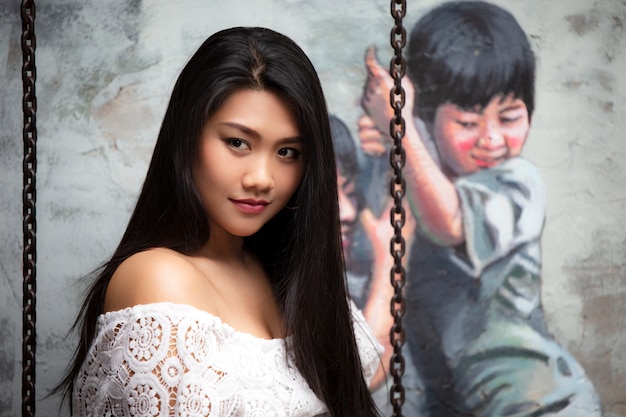 gros plan sur le portrait de femme asiatique