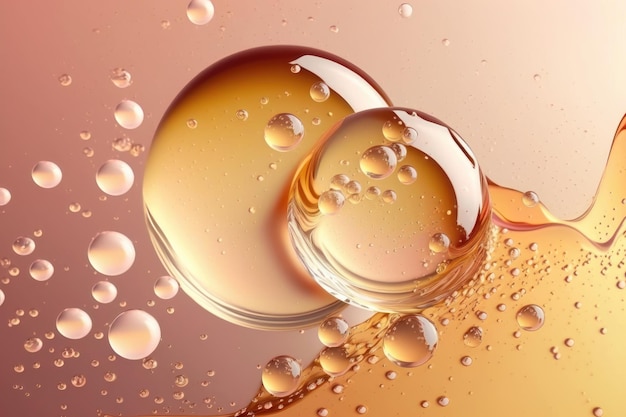 Gros plan sur un produit cosmétique liquide clair Texture gel avec bulles Génération AI