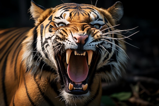 Gros plan puissant de tigre sauvage Le roi féroce de la jungle dans son habitat naturel Ai Generative