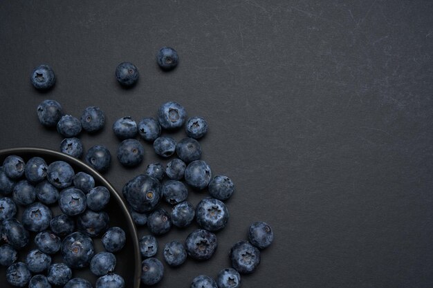 Gros plan et recadrer les bleuets sur fond noir