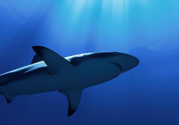 Gros plan sur un requin dans l'eau créé à l'aide de la technologie générative ai
