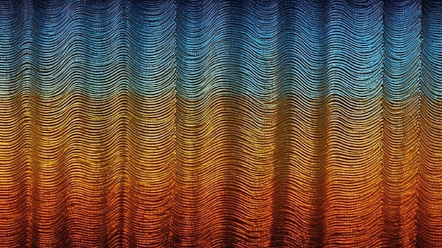 Un gros plan d'un rideau avec un motif de lignes ondulées générative ai