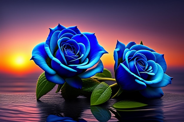 Gros plan de rose bleue
