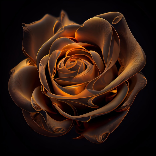 Gros plan d'une rose sur fond noir ai générative