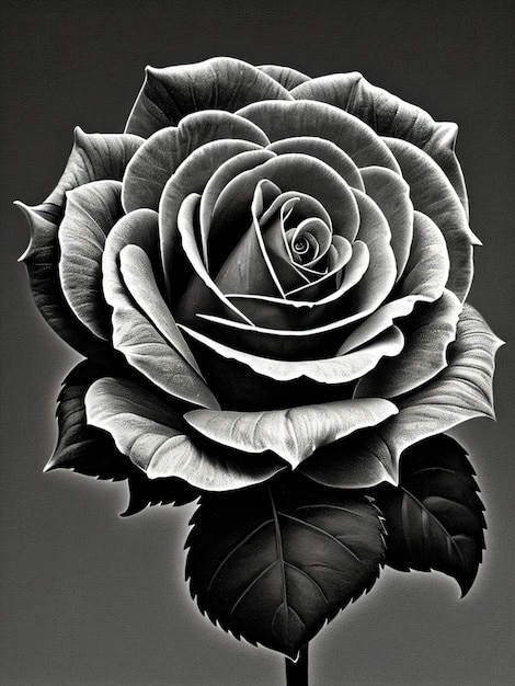 Un gros plan de la rose en noir et blanc