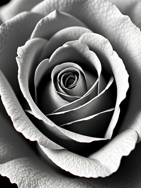 Un gros plan de la rose en noir et blanc