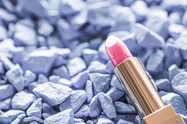 Photo gros plan de rouge à lèvres maquillage de luxe et cosmétique de beauté
