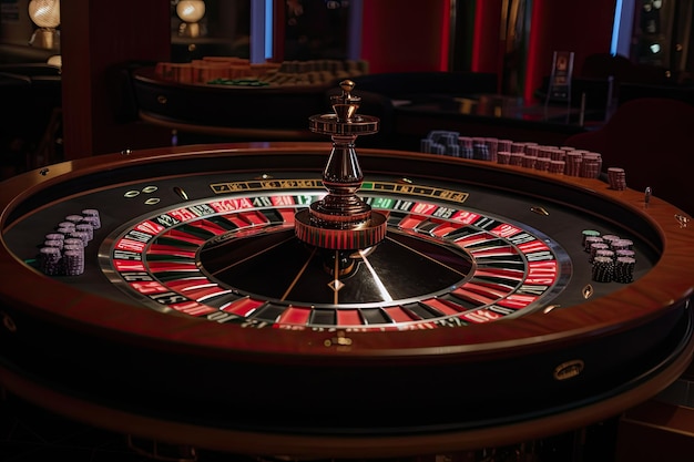 Gros plan sur la roulette de casino Roue de roulette Dépendance au jeu Créé avec l'IA générative