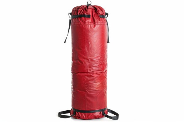 Un gros plan d'un sac de boxe rouge