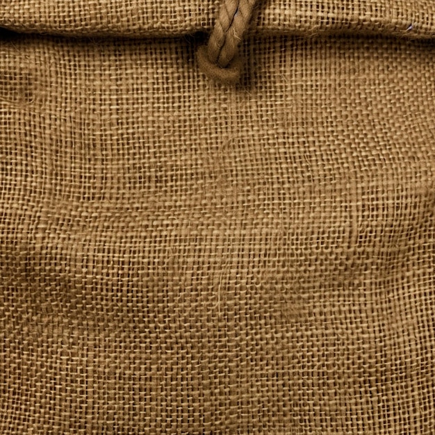 Un gros plan d'un sac de jute avec un noeud
