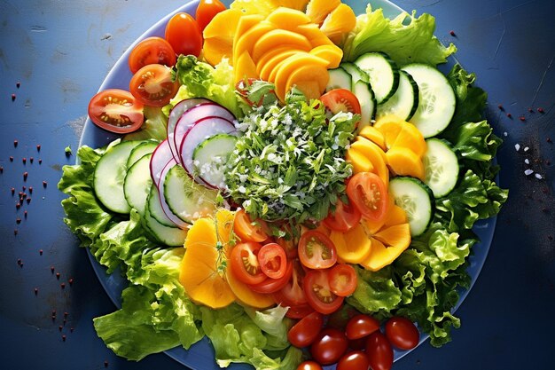 Photo un gros plan d'une salade grecque vibrante avec des olives et du fromage feta