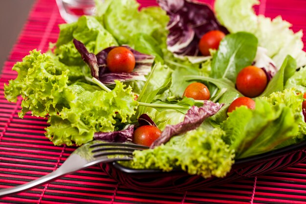 Gros plan de salade de légumes mélangés