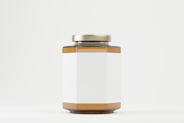 Gros plan d'une salière marron et blanche avec un couvercle brillant. Concept de cuisine et de manger. rendu 3d. Maquette.