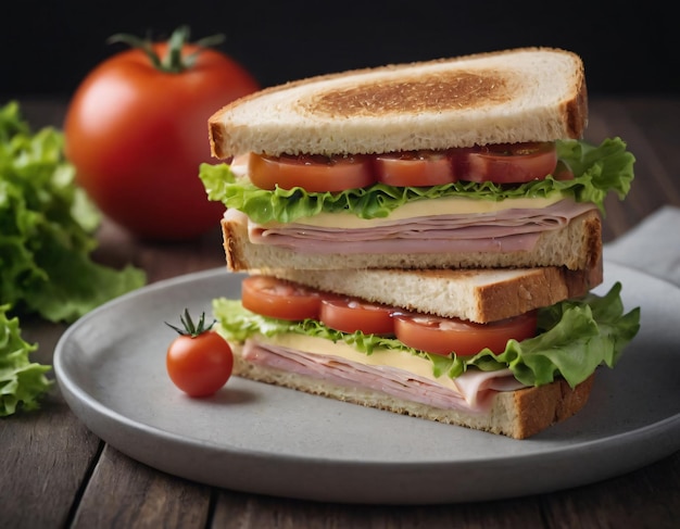 Un gros plan d'un sandwich avec de la viande et des légumes frais