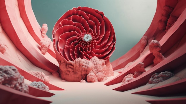 Un gros plan d'une sculpture d'une fleur rouge image AI générative