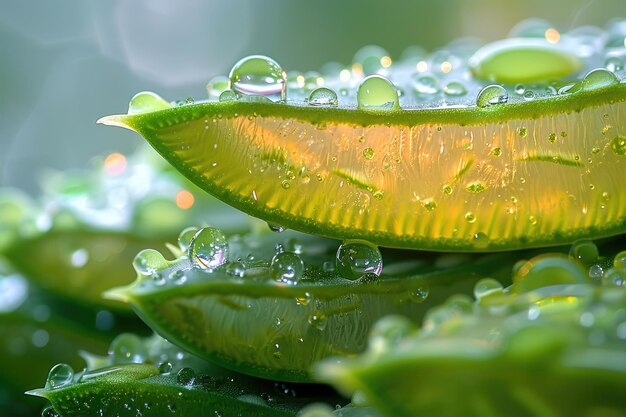 Un gros plan d'une section transversale d'une feuille d'aloe vera