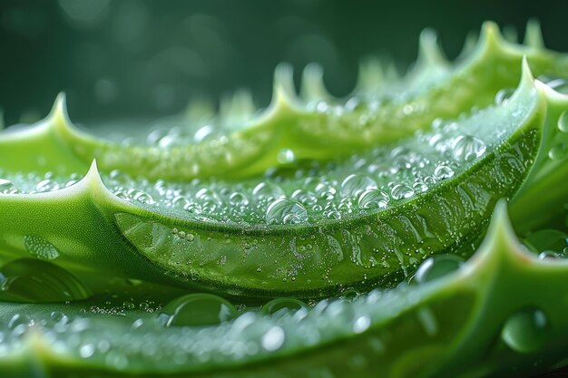 Photo un gros plan d'une section transversale d'une feuille d'aloe vera