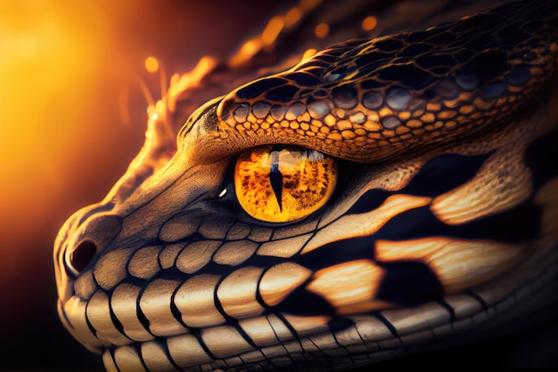 Gros plan d'un serpent et d'un oeil