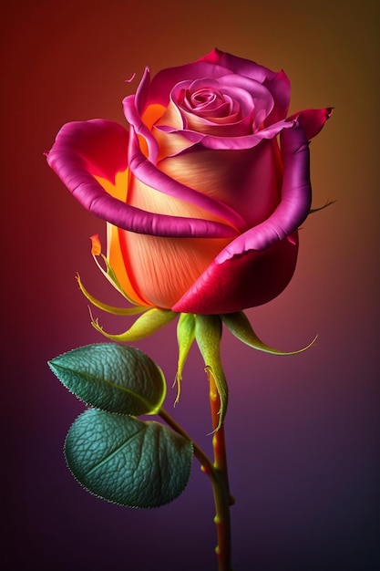 Gros plan d'une seule fleur rose sur la tige générative ai