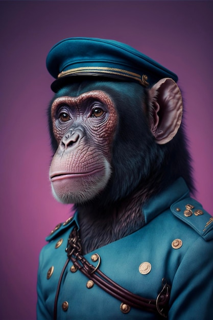 Gros plan d'un singe portant un uniforme