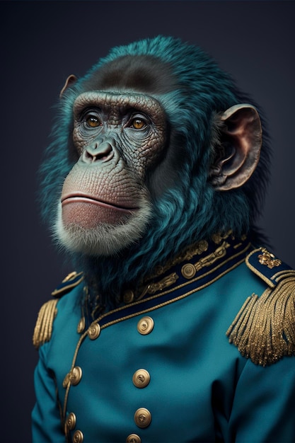 Gros plan d'un singe portant un uniforme