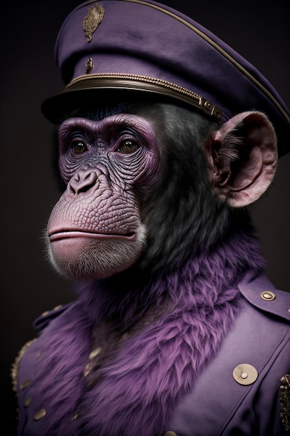 Gros plan d'un singe portant un uniforme