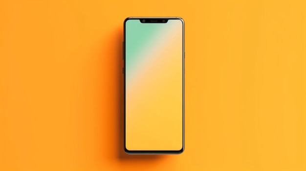 Un gros plan d'un smartphone avec une ai générative de fond jaune