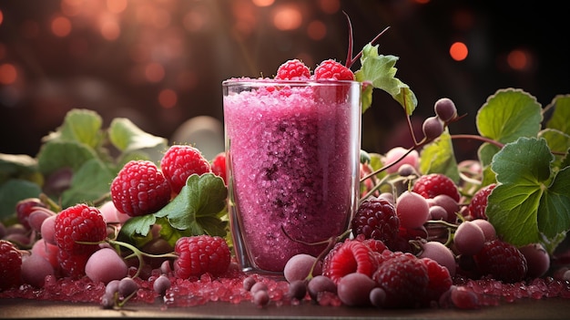 Un gros plan d'un smoothie de betterave avec du papier peint UHD