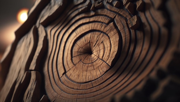 Un gros plan d'une souche d'arbre avec une coupe transversale d'une souche d'arbre.