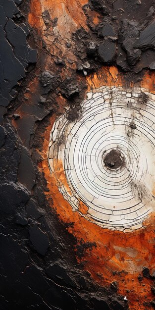 Photo un gros plan d'une souche d'arbre avec un trou dedans