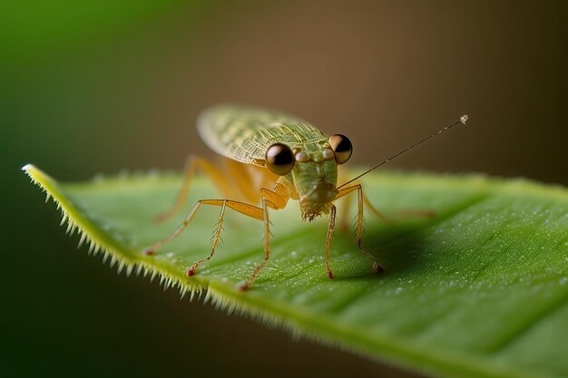 Gros plan d'un soupçon de quelque chose sur une feuille mettant en valeur les détails complexes de la nature Généré par l'IA