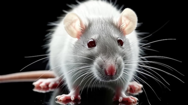 Un gros plan d'une souris sur un modèle d'expérimentation sur des animaux de laboratoire pour la recherche