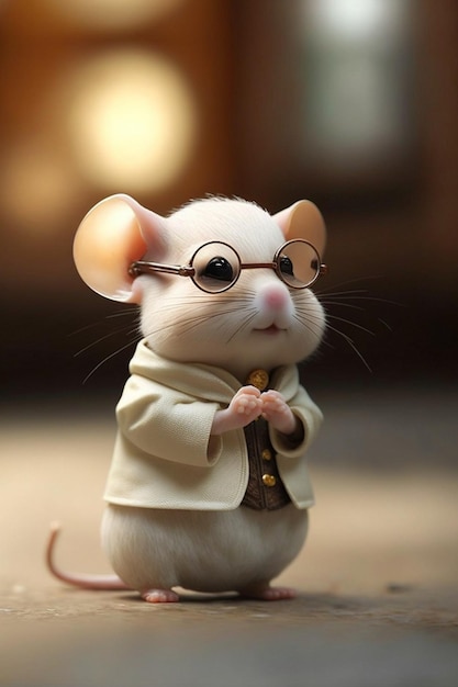 Gros plan d'une souris portant des lunettes générative ai
