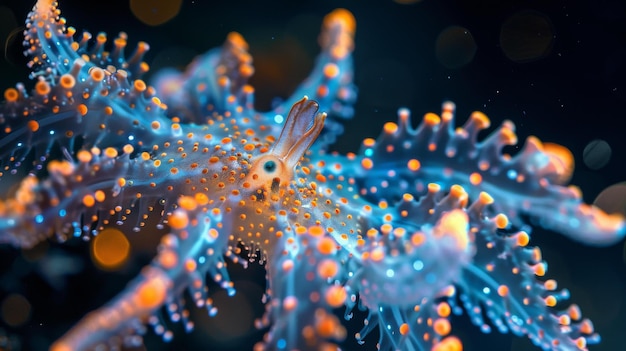 Photo un gros plan sous-marin d'une limbe de mer colorée