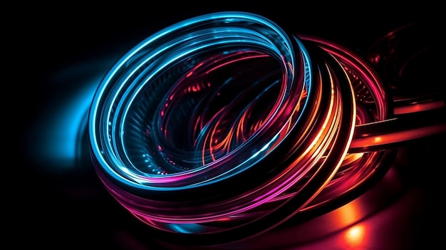 Un gros plan d'une spirale de lumières colorées