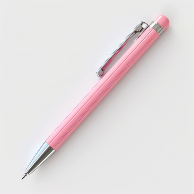 un gros plan d'un stylo rose avec une pointe argentée