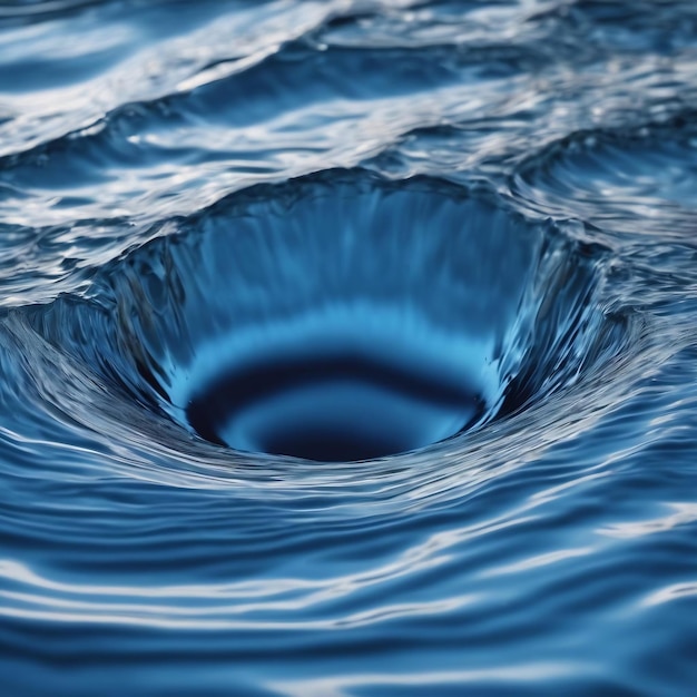 Un gros plan d'une surface d'eau bleue et argentée avec un fond blanc et bleu