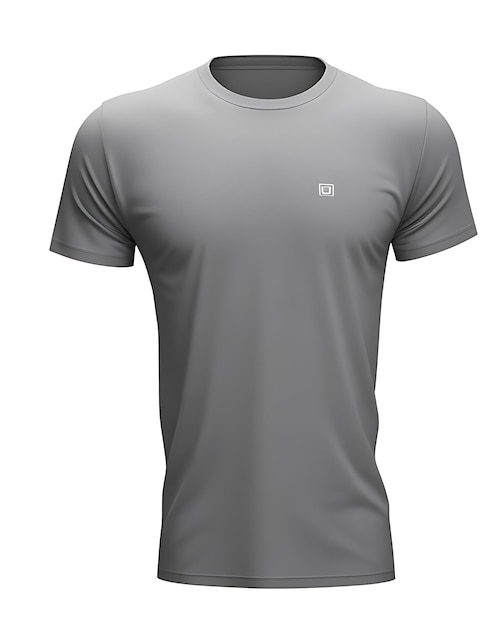 Gros plan d'un t-shirt blanc gris avec un design d'espace vide sur une maquette de t-shirt de rendu 3d de fond blanc