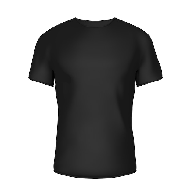 Gros plan T-shirt blanc noir avec un espace vide pour le vôtre Design sur fond blanc. Rendu 3D