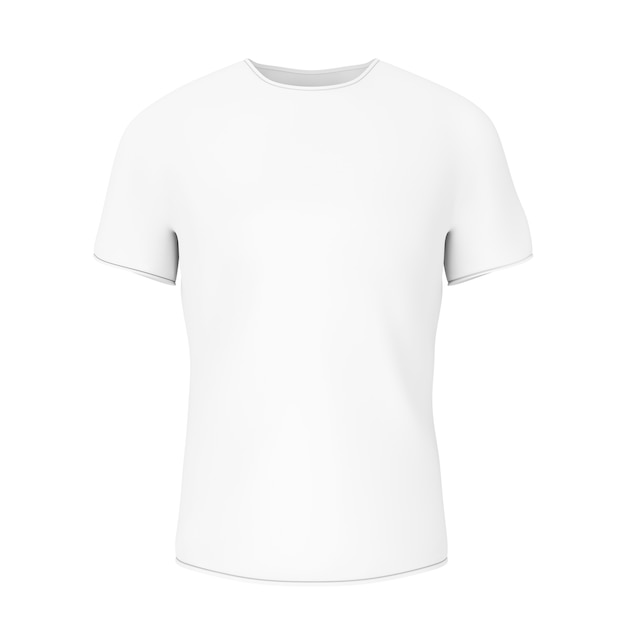 Gros plan T-shirt blanc vierge avec un espace vide pour le vôtre Design sur fond blanc. Rendu 3D