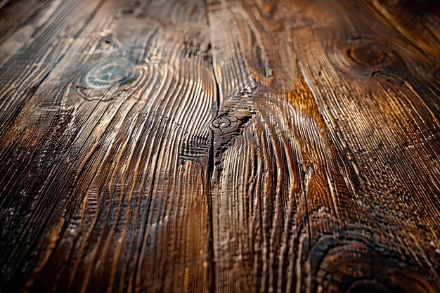 Photo un gros plan d'une table en bois avec une tache brune sur