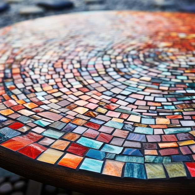 Un gros plan d'une table en mosaïque texturée