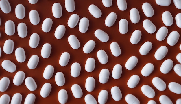 Un gros plan d'une tablette avec des pilules blanches dessus