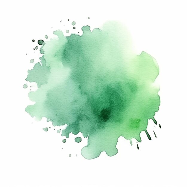 un gros plan d'une tache d'aquarelle verte sur fond blanc ai générative