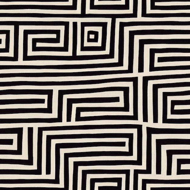 Un gros plan d'un tapis noir et blanc avec un motif générative ai
