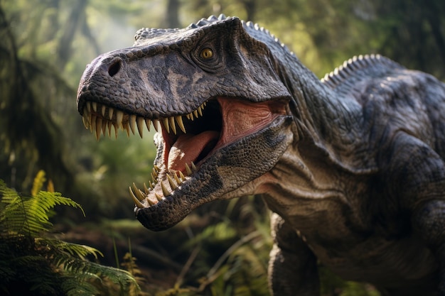 Gros plan sur Tarbosaurus Lumière naturelle IA générative