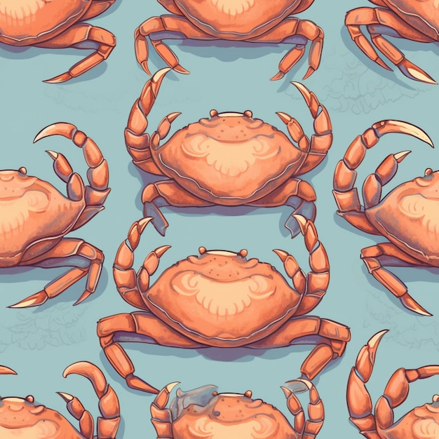 Photo un gros plan d'un tas de crabes sur une surface bleue générative ai