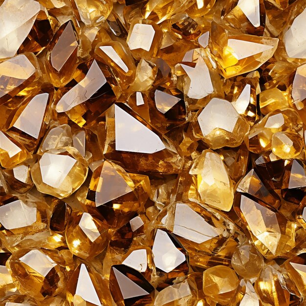 Photo un gros plan d'un tas de cristaux jaunes avec des diamants blancs ai génératif