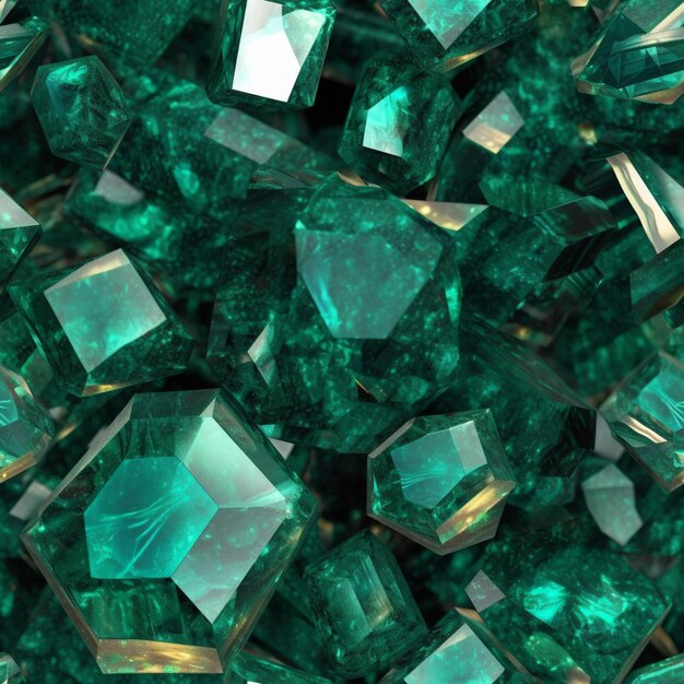 Photo un gros plan d'un tas de cristaux verts sur une table ai générative