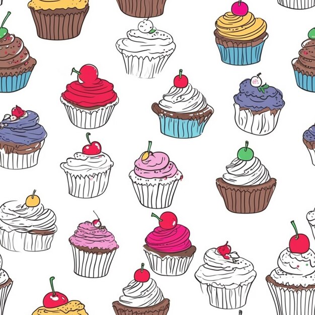 un gros plan d'un tas de cupcakes avec différentes garnitures ai générative